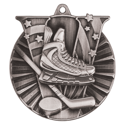 Antique Silver 2" Hockey Victory Medal