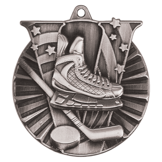 Antique Silver 2" Hockey Victory Medal