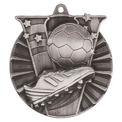 Antique Silver 2" Soccer Victory Medal