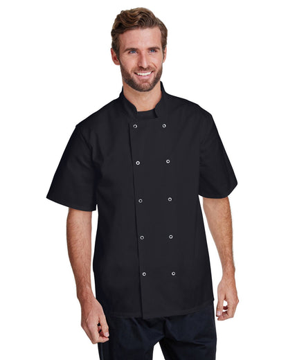 Artisan Collection by Reprime RP664 Unisex Studded Front Short-Sleeve Chef's Coat - Custom Decorated