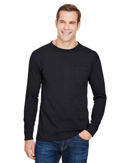 Bayside BA3055 Unisex Union-Made Long-Sleeve Pocket Crew T-Shirt