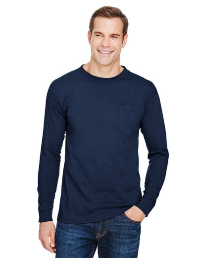 Bayside BA3055 Unisex Union-Made Long-Sleeve Pocket Crew T-Shirt