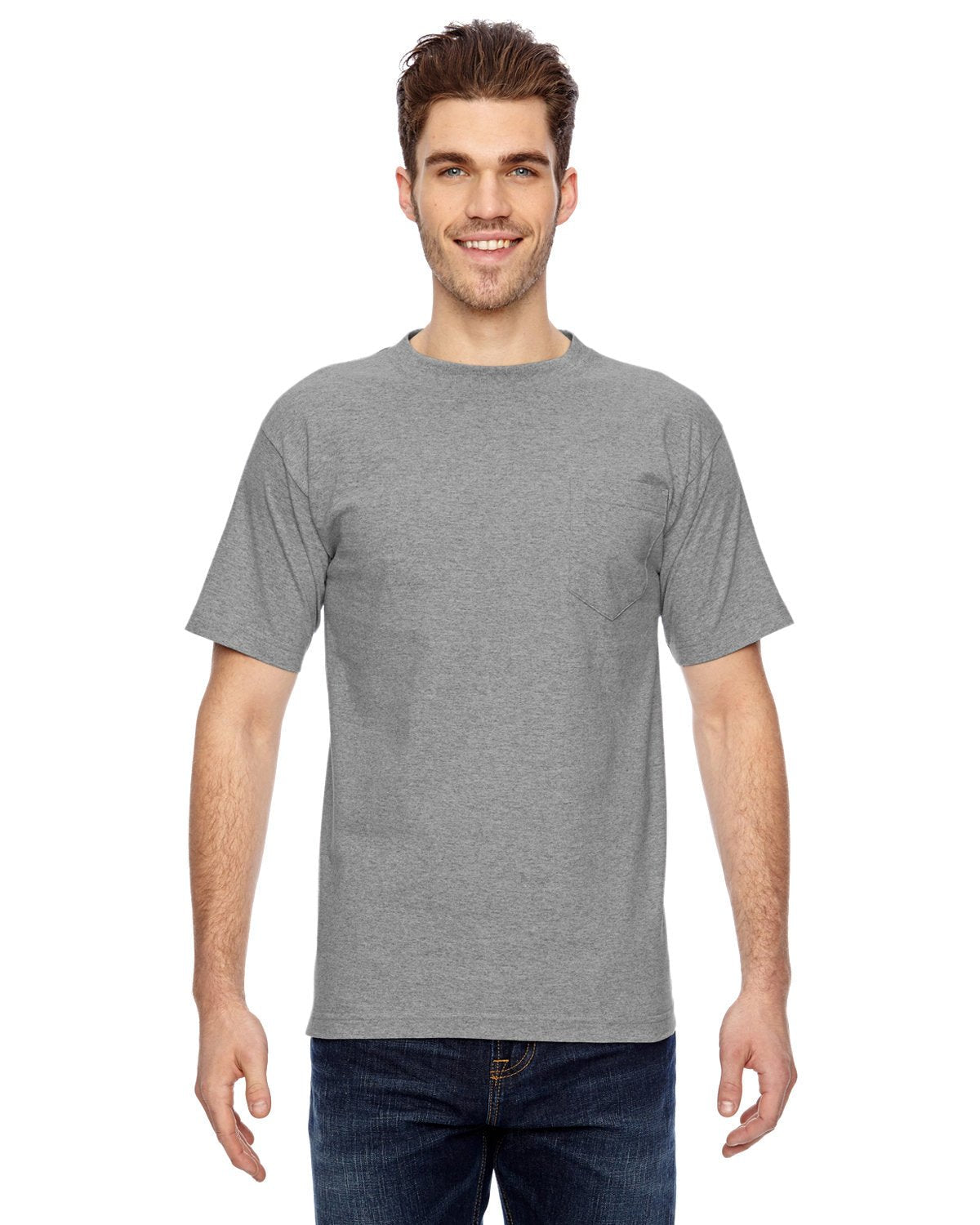 Bayside BA7100 Adult 6.1 oz., 100% Cotton Pocket T-Shirt