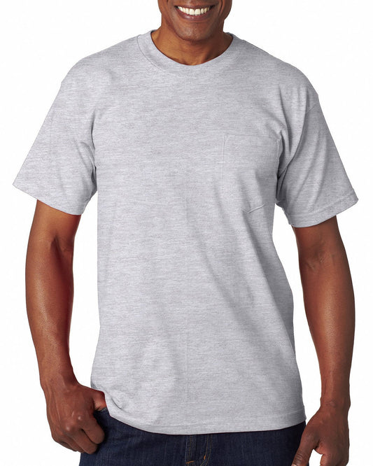 Bayside BA7100 Adult 6.1 oz., 100% Cotton Pocket T-Shirt - Custom Decorated
