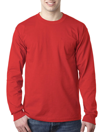 Bayside BA8100 Adult 6.1 oz., 100% Cotton Long Sleeve Pocket T-Shirt