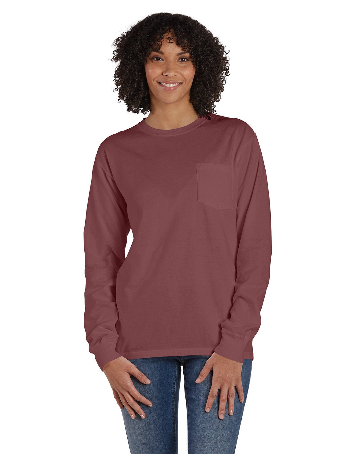 ComfortWash by Hanes GDH250 Unisex Garment-Dyed Long-Sleeve T-Shirt with Pocket - Custom Decorated