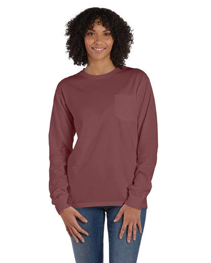 ComfortWash by Hanes GDH250 Unisex Garment-Dyed Long-Sleeve T-Shirt with Pocket - Custom Decorated