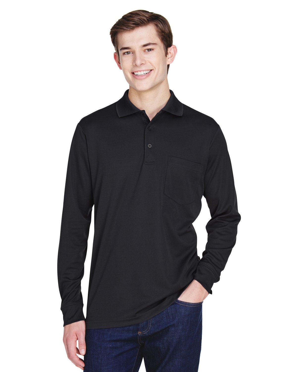 Core 365 88192P Adult Pinnacle Performance Long-Sleeve Pique Polo with Pocket - Custom Decorated