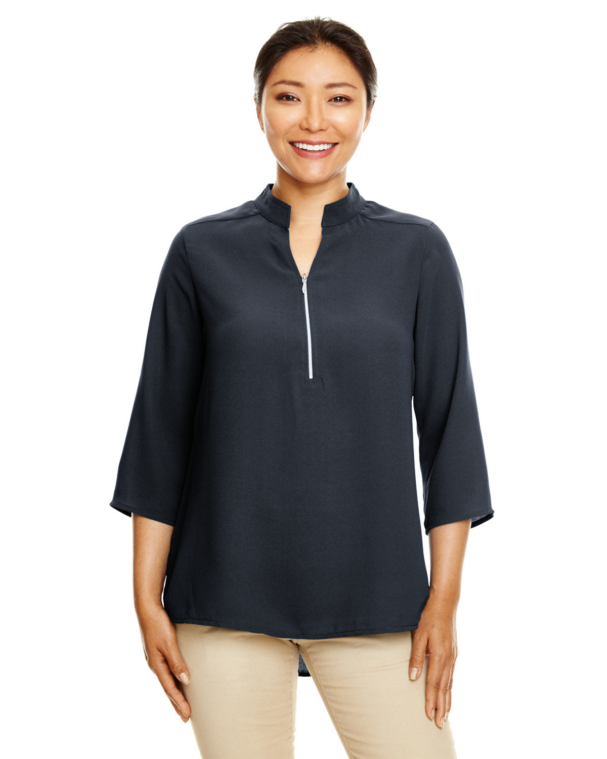 Devon & Jones DP611W Ladies' Perfect Fit  3/4-Sleeve Crepe Tunic - Custom Decorated