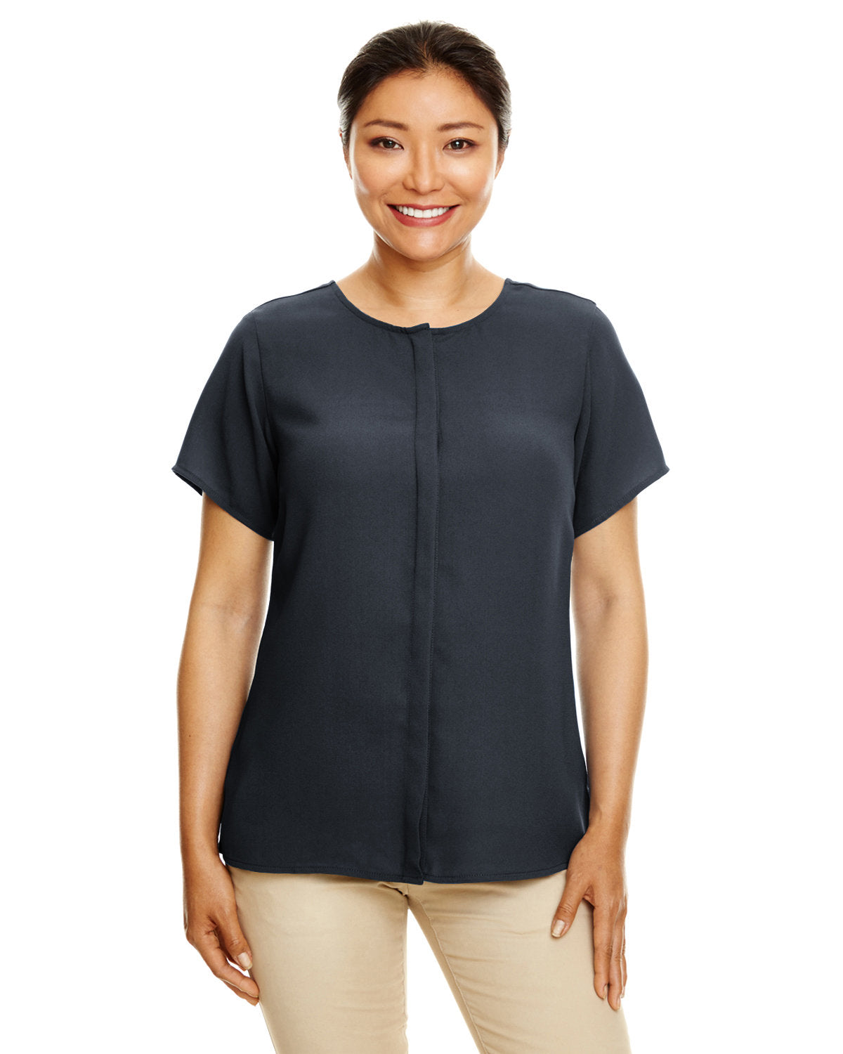 Devon & Jones DP612W Ladies' Perfect Fit  Short-Sleeve Crepe Blouse - Custom Decorated