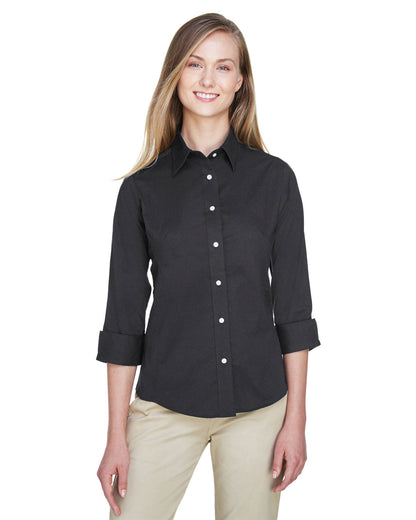 Devon & Jones DP625W Ladies' Perfect Fit 3/4-Sleeve Stretch Poplin Blouse - Custom Decorated