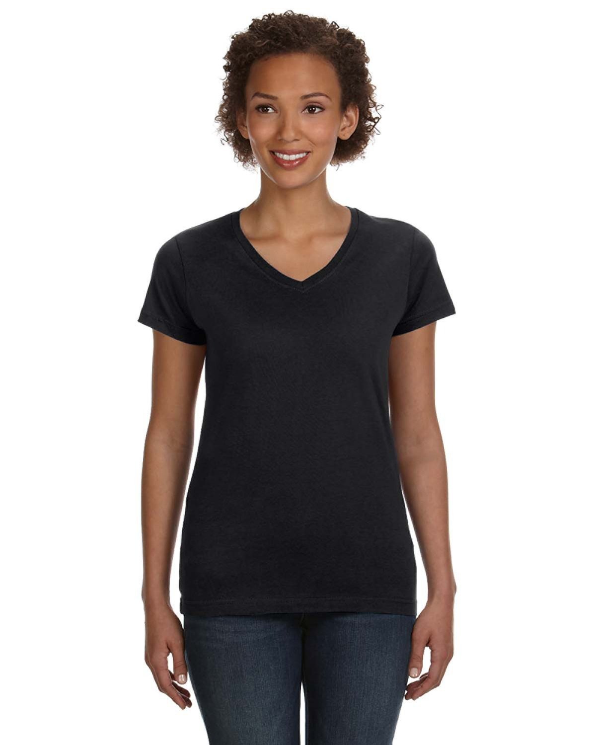 LAT 3507 Ladies' V-Neck Fine Jersey T-Shirt - Custom Decorated