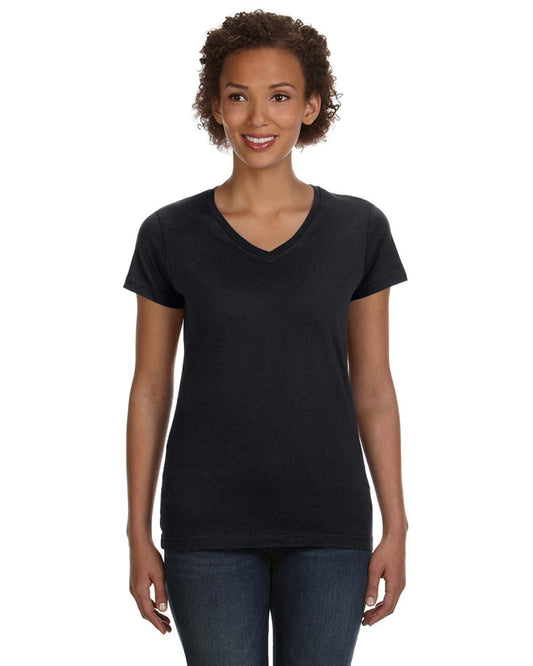 LAT 3507 Ladies' V-Neck Fine Jersey T-Shirt - Custom Decorated