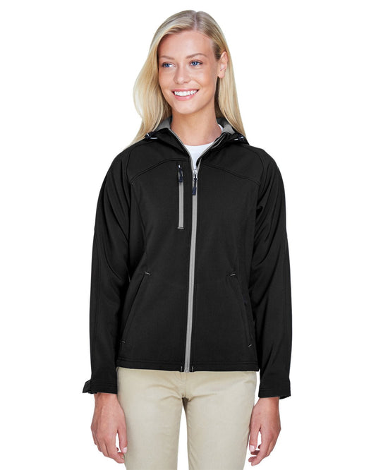 North End 78166 Ladies' Prospect Two-Layer Fleece Bonded Soft Shell Hooded Jacket - Custom Decorated