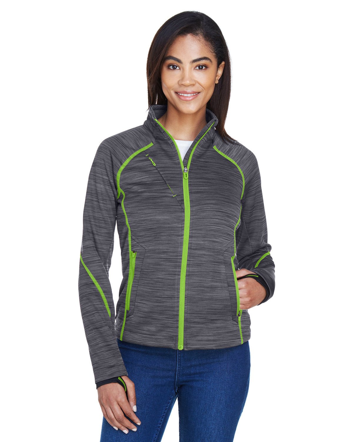 North End 78697 Ladies' Flux Mlange Bonded Fleece Jacket - Custom Decorated