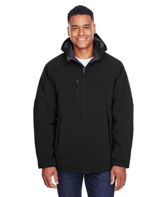 North End 88159 Men's Glacier Insulated Three-Layer Fleece Bonded Soft Shell Jacket with Detachable Hood - Custom Decorated