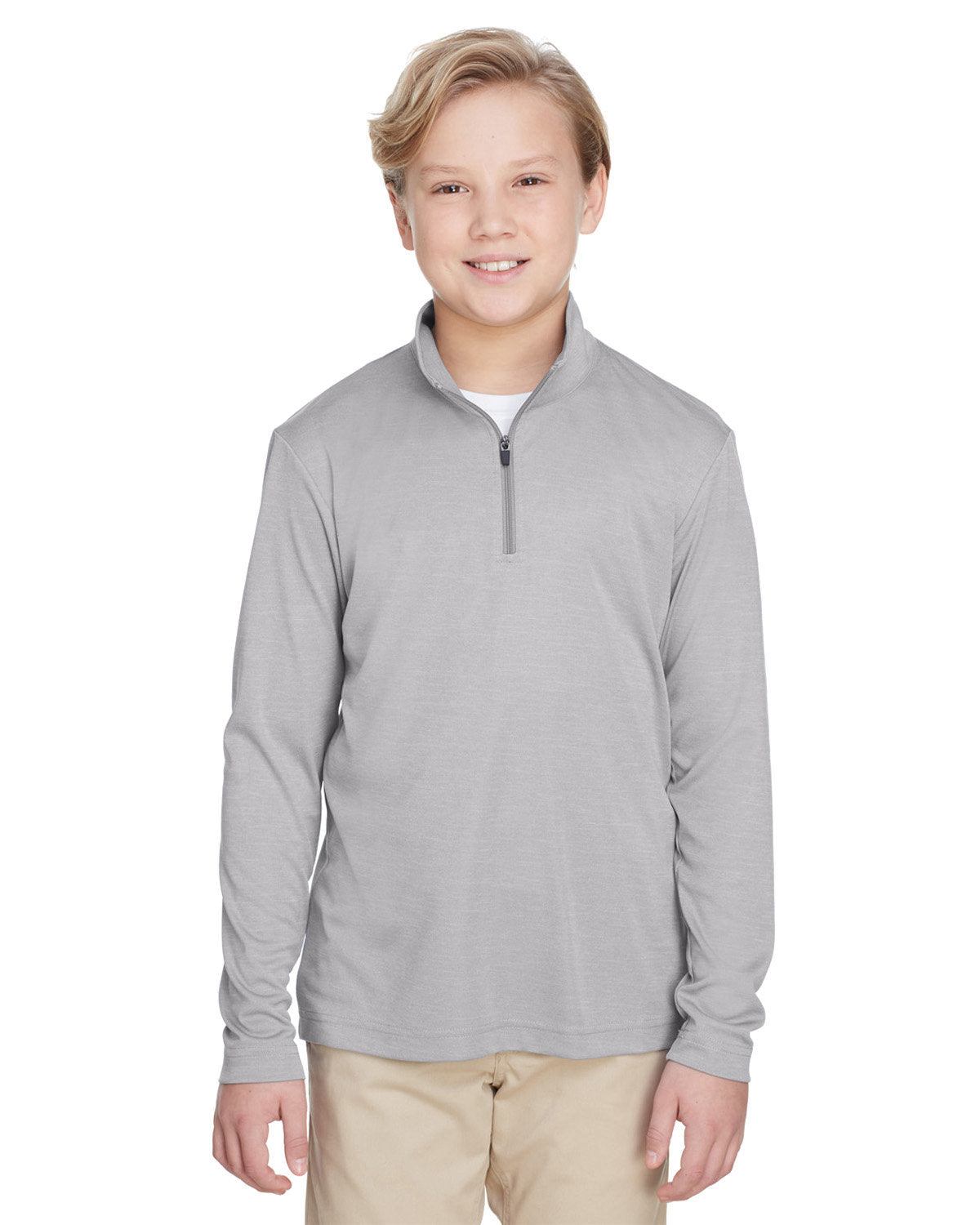 Team 365 TT31HY Youth Zone Sonic Heather Performance Quarter-Zip - Custom Decorated