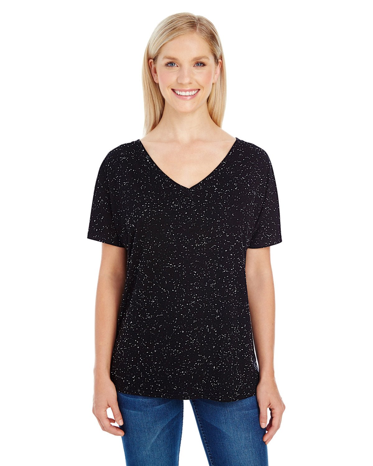 Threadfast Apparel 203FV Ladies' Triblend Fleck Short-Sleeve V-Neck T-Shirt - Custom Decorated