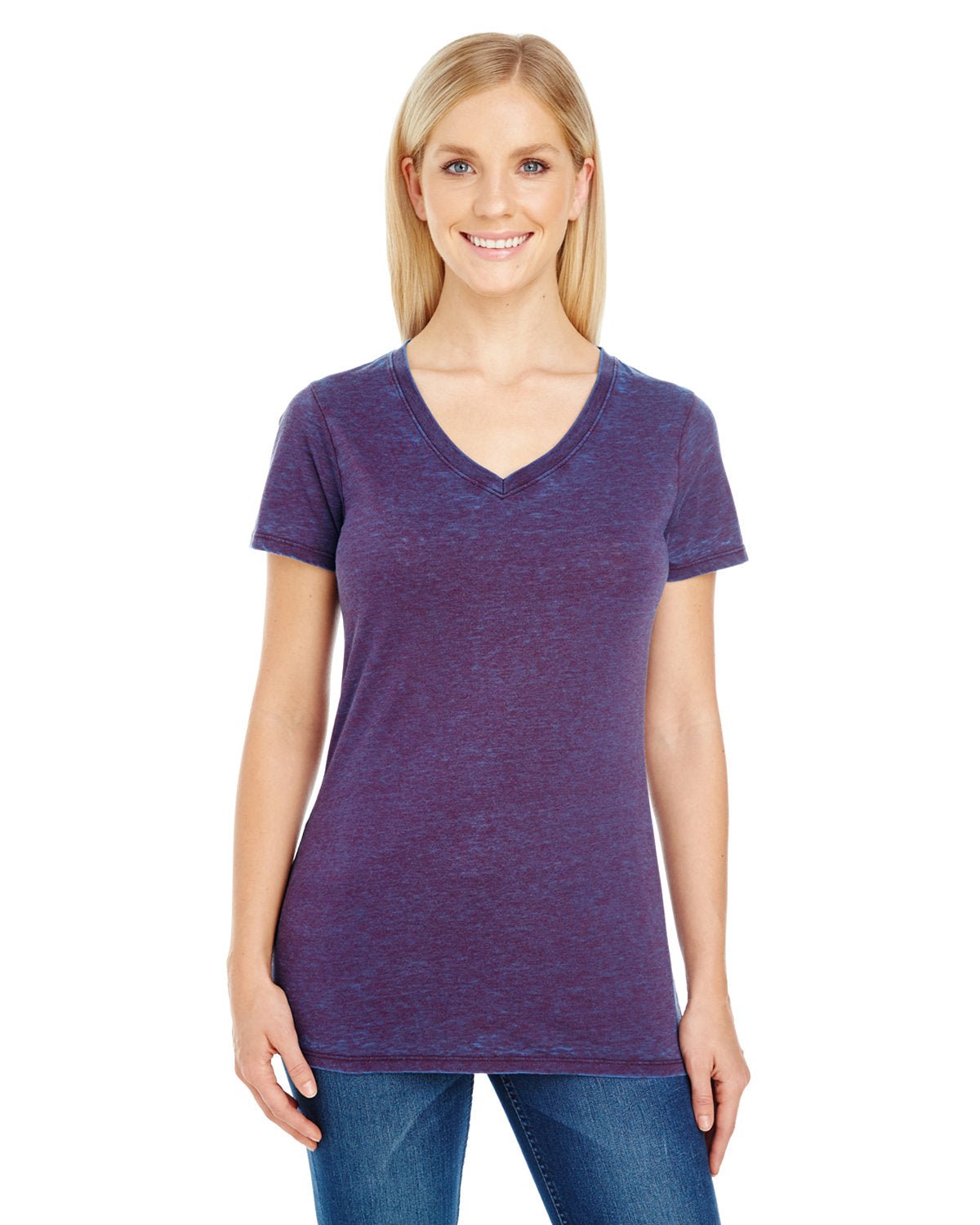 Threadfast Apparel 215B Ladies' Cross Dye Short-Sleeve V-Neck T-Shirt - Custom Decorated