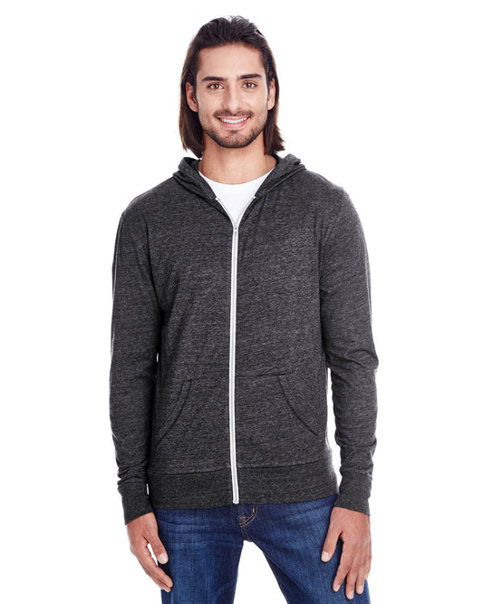Threadfast Apparel 302Z Unisex Triblend Full-Zip Light Hoodie - Custom Decorated