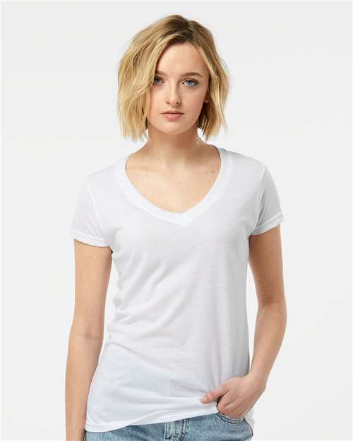 Tultex 244 Women's Poly-Rich V-Neck T-Shirt