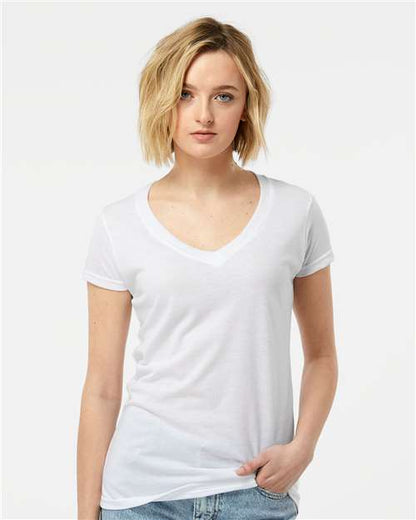 Tultex 244 Women's Poly-Rich V-Neck T-Shirt