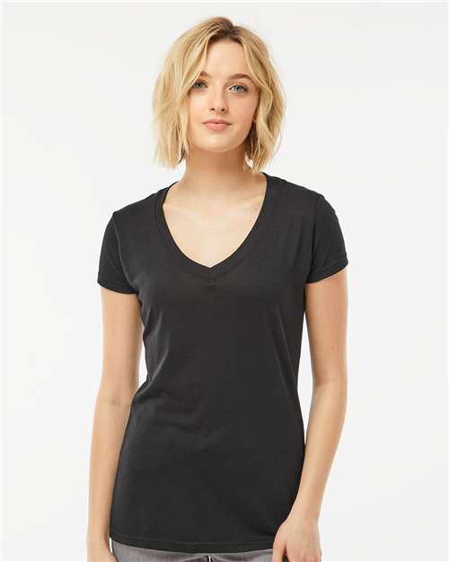 Tultex 244 Women's Poly-Rich V-Neck T-Shirt - Custom Decorated