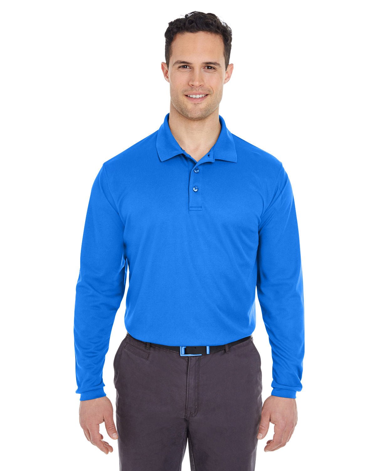 UltraClub 8210LS Adult Cool & Dry Long-Sleeve Mesh Piqué Polo