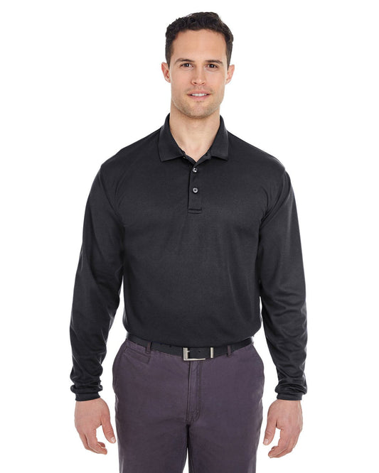 UltraClub 8210LS Adult Cool & Dry Long-Sleeve Mesh Piqué Polo - Custom Decorated