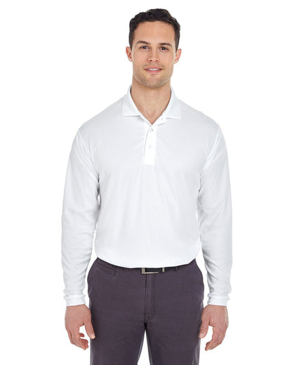 UltraClub 8210LS Adult Cool & Dry Long-Sleeve Mesh Piqué Polo