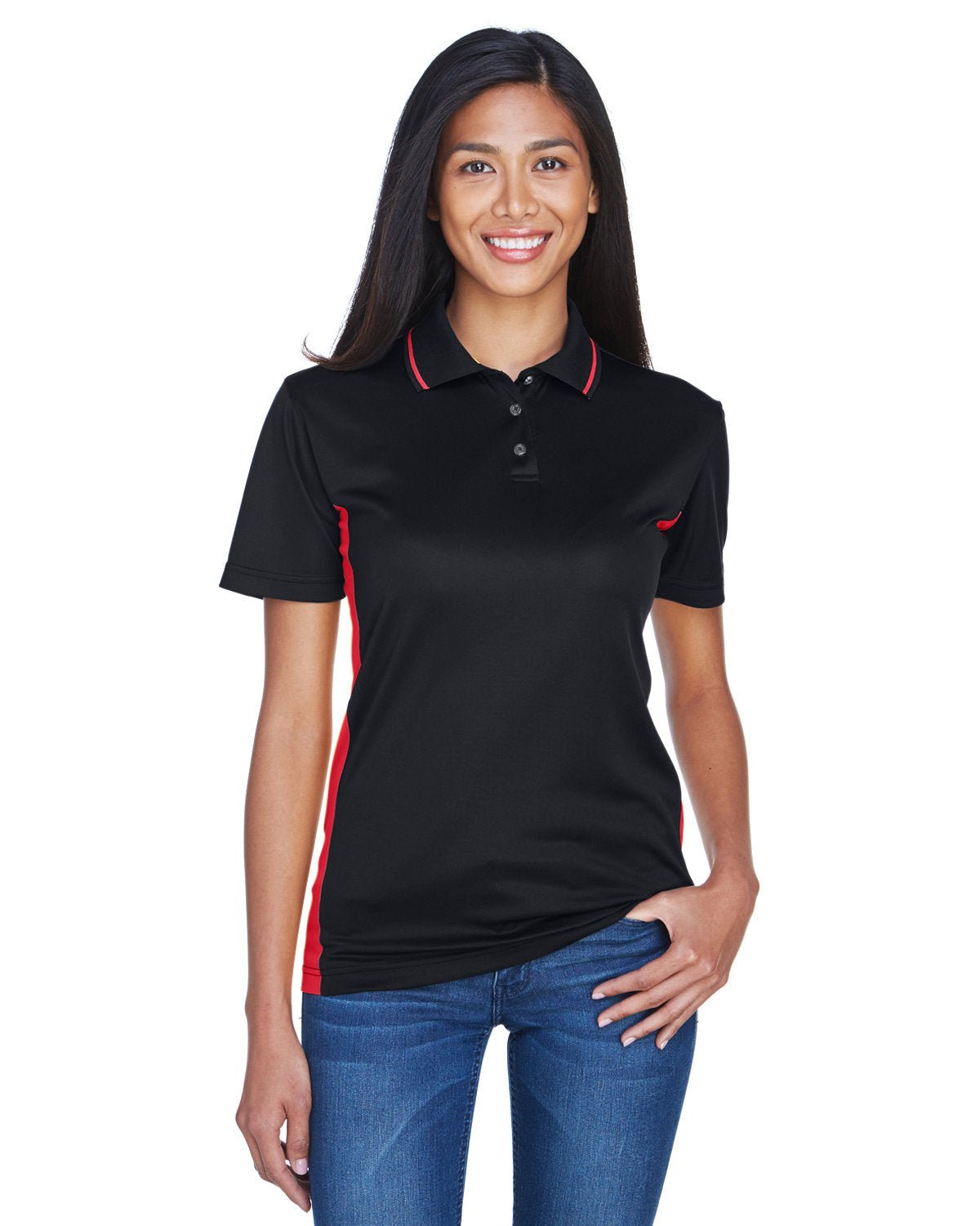 UltraClub 8406L Ladies' Cool & Dry Sport Two-Tone Polo - Custom Decorated